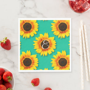 Servilleta De Papel Fiesta de papel floral de girasoles personalizados