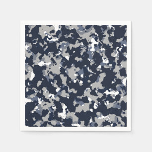 Servilleta De Papel Fiesta de patrón de camuflaje blanco y gris azul
