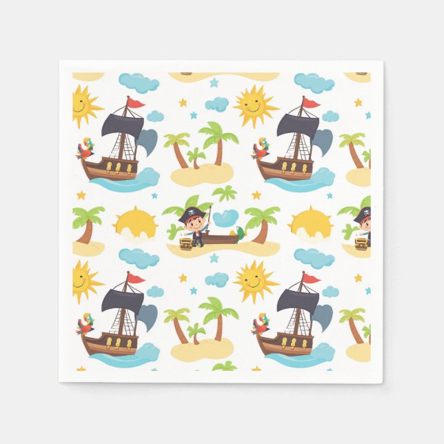 Servilleta De Papel Fiesta de patrón de envío pirata para niños (Anverso)