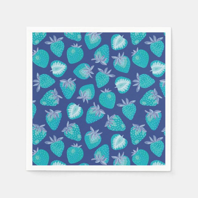 Servilleta De Papel Fiesta de patrón de frutal de fresa azul (Anverso)