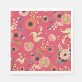 Servilleta De Papel Fiesta de patrón floral rosa rojo moderno