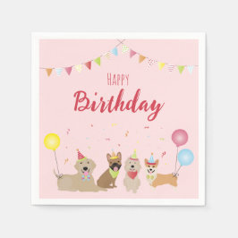 Servilleta De Papel Fiesta de Perro de Cumpleaños Feliz
