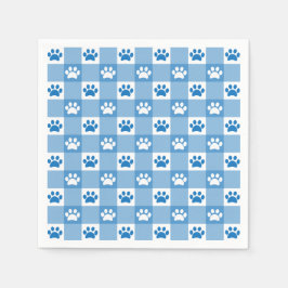 Servilleta De Papel Fiesta de picnic con gingham azul y huellas de pat