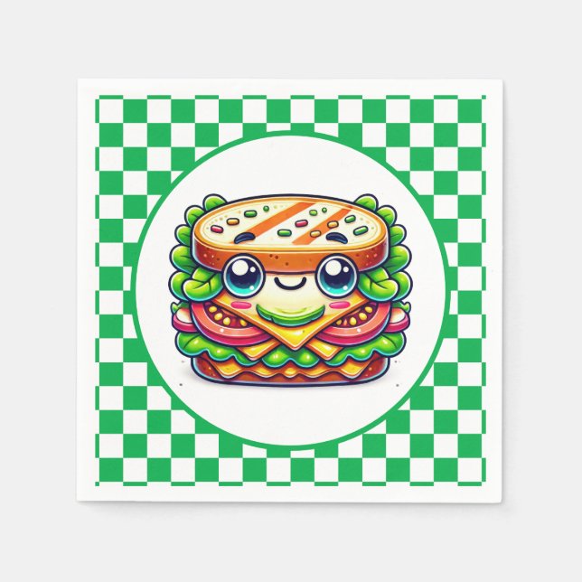 Servilleta De Papel Fiesta de picnic de sandwich lindo (Anverso)
