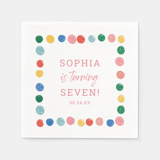 Servilleta De Papel Fiesta de pintura de arte Chica de pintura Cumplea (Anverso)