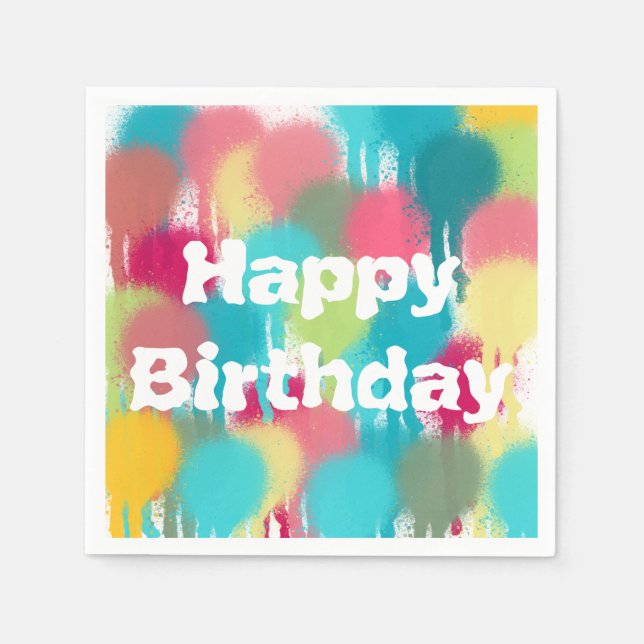 Servilleta De Papel Fiesta de pintura rosa feliz cumpleaños (Anverso)