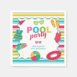 Servilleta De Papel Fiesta de Piscina Cumpleaños Colorido Verano Niños
