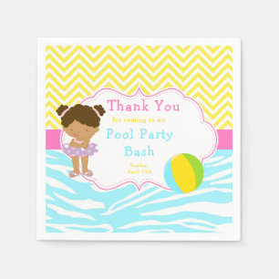 Servilleta De Papel Fiesta de Piscina para Niñas Afroamericanas