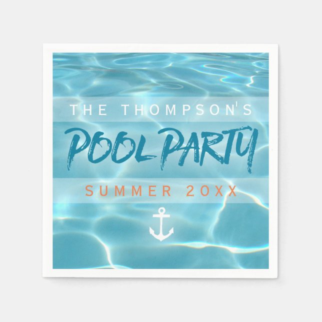 Servilleta De Papel Fiesta de piscina Personalizado náutico de verano (Anverso)