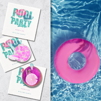 Servilleta De Papel Fiesta de piscina rosa verde azulado