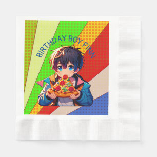 Servilleta De Papel Fiesta de Pizza Personalizada para Chicos Anime