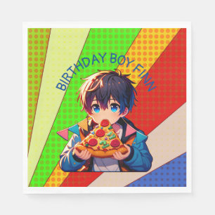 Servilleta De Papel Fiesta de Pizza Personalizada para Chicos Anime