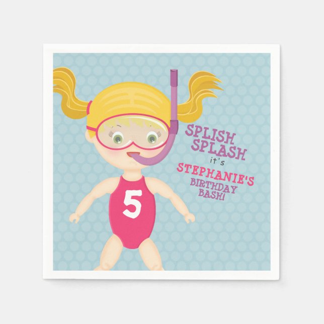 Servilleta De Papel Fiesta de playa Chica de buceo (Anverso)
