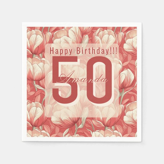 Servilleta De Papel Fiesta de Playa con Tema de Tulipán Hermoso (Anverso)