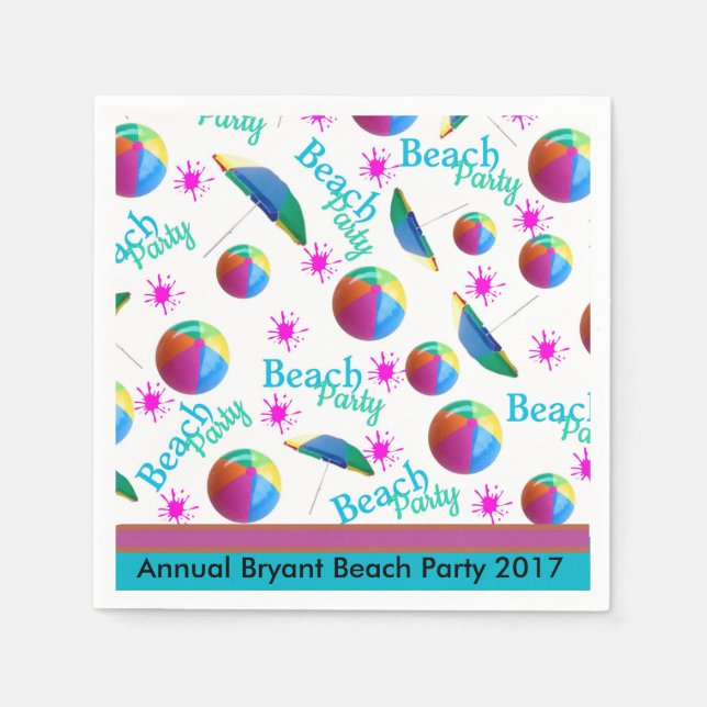 Servilleta De Papel Fiesta de playa personalizado (Anverso)