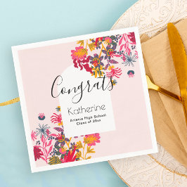 Servilleta De Papel Fiesta de posgrado Boho Pink Floral Arch