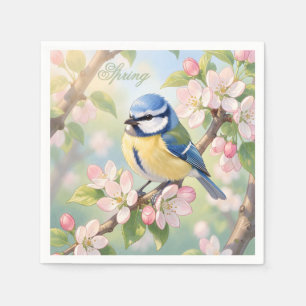 Servilleta De Papel Fiesta de primavera personalizada Pájaro herrerill