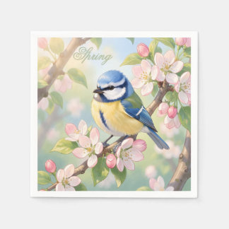 Servilleta De Papel Fiesta de primavera personalizada Pájaro herrerill
