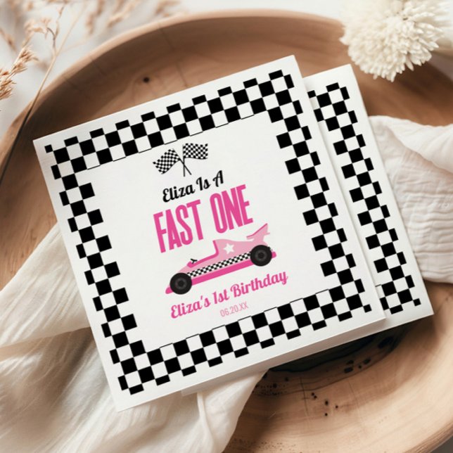 Servilleta De Papel Fiesta de primer cumpleaños de Fast One Pink Race  (Subido por el creador)