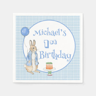 Servilleta De Papel Fiesta de primer cumpleaños del Conejo Azul