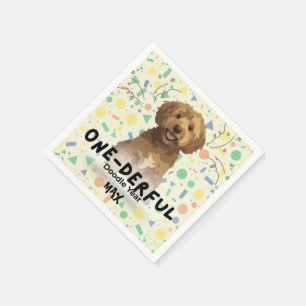 Servilleta De Papel Fiesta de Primer Cumpleaños del Goldendoodle Verde