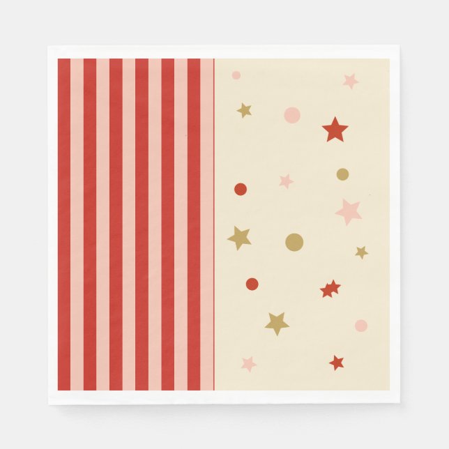 Servilleta De Papel Fiesta de rayas y estrellas de FunHaus Circus (Anverso)