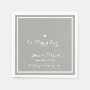 Servilleta De Papel Fiesta de recepción gris Boda Happy Day