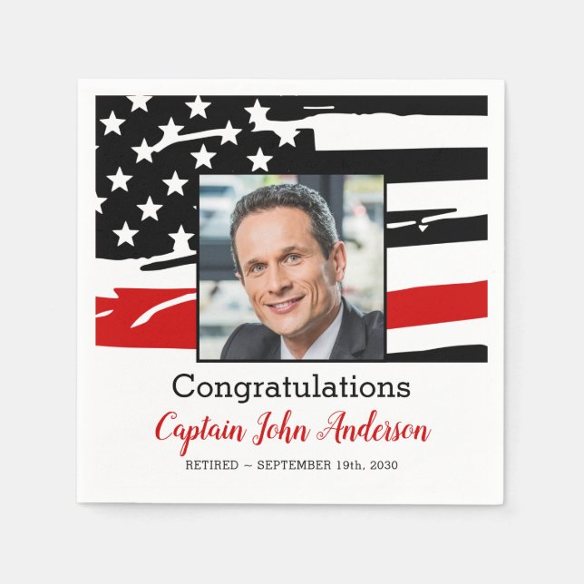 Servilleta De Papel Fiesta de retiro de bomberos foto delgada línea ro (Anverso)