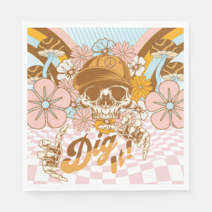 Servilleta De Papel Fiesta de Retro Skeleton Botanical Florals