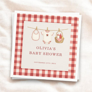 Servilleta De Papel Fiesta de revelación de género Baby-Q Gingham Rojo