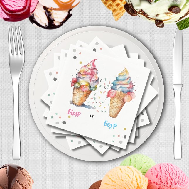 Servilleta De Papel Fiesta de revelación de género de crema de hielo (Subido por el creador)