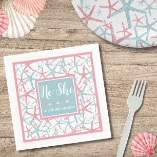 Servilleta De Papel Fiesta de Revelación de Género Verano Rosa Azul