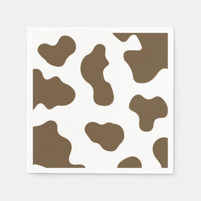 Servilleta De Papel Fiesta de rodeo occidental de vaca blanca marrón (Anverso)