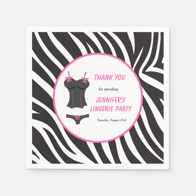 Servilleta De Papel Fiesta de Ropa Interior Rosa Fucsia Gracias (Anverso)