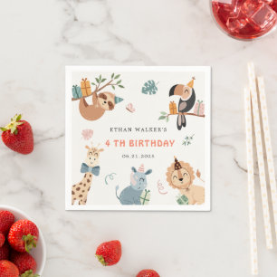 Servilleta De Papel Fiesta de Safari Cute Animales Niños Cumpleaños