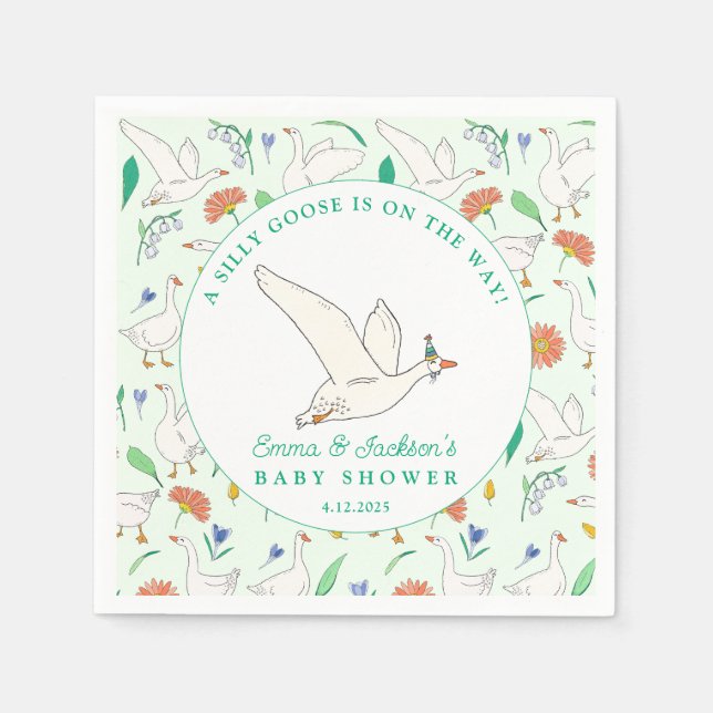 Servilleta De Papel Fiesta de Silly Goose Baby Shower (Anverso)