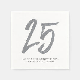 Servilleta De Papel Fiesta de Silver 25° aniversario personalizado