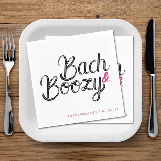 Servilleta De Papel Fiesta de Soltera Bach & Boozy Blanca y Rosa (Bach & Boozy White & Pink Bachelorette Party Napkins
)