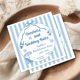 Servilleta De Papel Fiesta de Soltera Conchas y Campanas de Boda