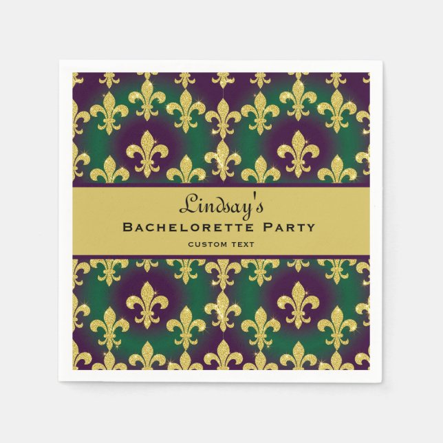 Servilleta De Papel Fiesta de soltera personalizada de Mardi Gras (Anverso)
