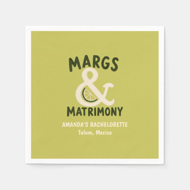 Servilleta De Papel Fiesta de Soltera Verde Lima de Margs & Matrimony (Anverso)