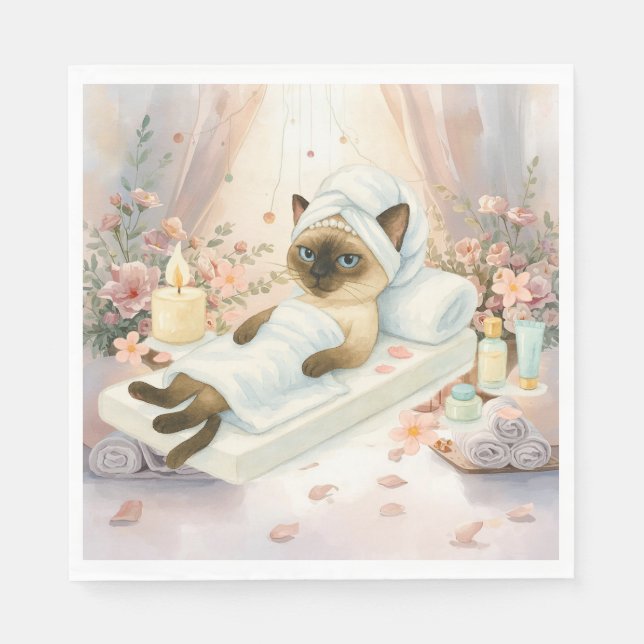 Servilleta De Papel Fiesta de Spa para Cat Lovers (Anverso)