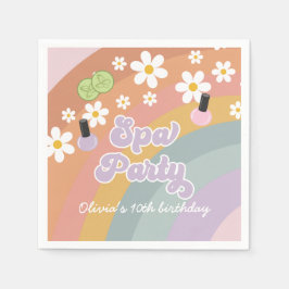 Servilleta De Papel Fiesta de Spa Retro Cumpleaños Arcoíris