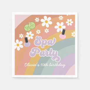 Servilleta De Papel Fiesta de Spa Retro Cumpleaños Arcoíris