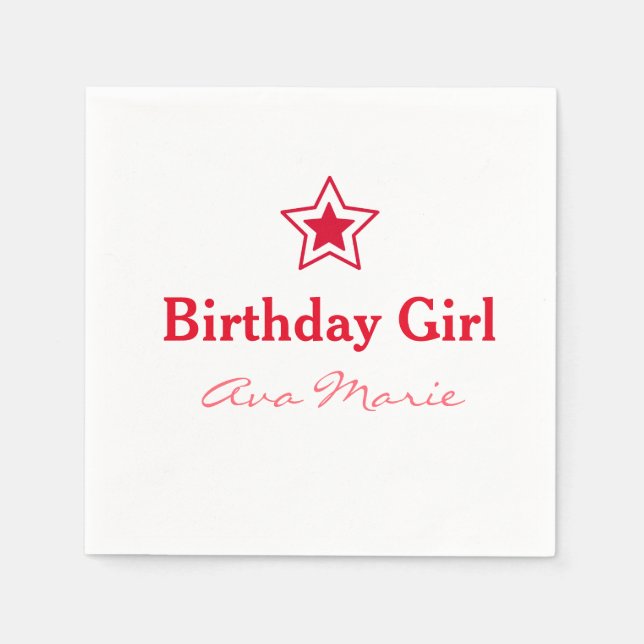 Servilleta De Papel Fiesta de Star Birthday Chica (Anverso)