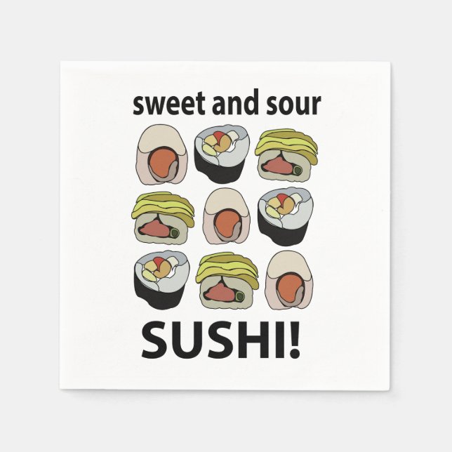 Servilleta De Papel Fiesta de Sushi Dulce y Agrio (Anverso)