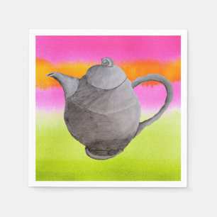 Servilleta De Papel Fiesta de té con tetera arcoiris