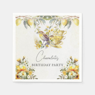 Servilleta De Papel Fiesta de Té de Cumpleaños de Limón Vintage
