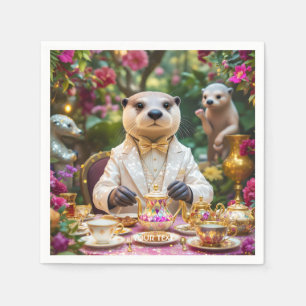 Servilleta De Papel Fiesta de té de nutria linda de fantasía