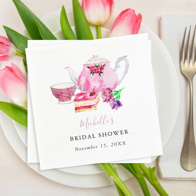 Servilleta De Papel Fiesta de té ducha de novia tetera Rosa polvorient (Subido por el creador)